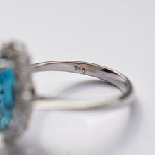 Load image into Gallery viewer, White Gold Topaz & Diamond Cluster Ring