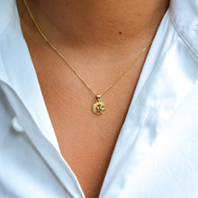 Load image into Gallery viewer, Victorian Crescent & Star Pendant set with Sapphire & Pearls