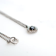 Load image into Gallery viewer, Sapphire & Diamond Halo Pendant with Chain