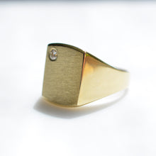 Load image into Gallery viewer, XL Gold Signet Ring with Diamond