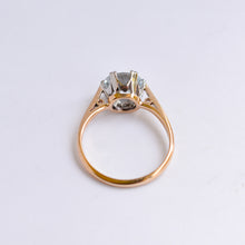 Load image into Gallery viewer, Mid Century Gold Aqua Solitaire Ring