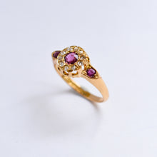 Load image into Gallery viewer, Antique Ruby & Diamond Cluster Ring