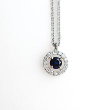 Load image into Gallery viewer, Sapphire & Diamond Halo Pendant with Chain