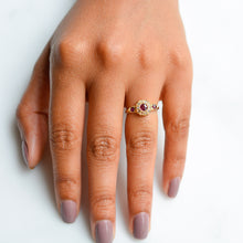 Load image into Gallery viewer, Antique Ruby & Diamond Cluster Ring