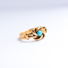 Load image into Gallery viewer, Victorian 18ct Turquoise Knot Ring