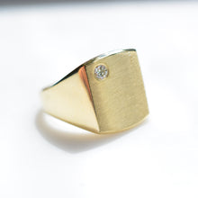 Load image into Gallery viewer, XL Gold Signet Ring with Diamond