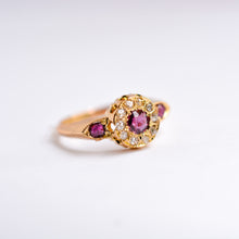 Load image into Gallery viewer, Antique Ruby & Diamond Cluster Ring