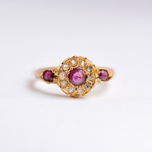 Load image into Gallery viewer, Antique Ruby & Diamond Cluster Ring