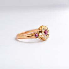 Load image into Gallery viewer, Antique Ruby & Diamond Cluster Ring