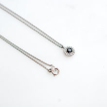 Load image into Gallery viewer, Sapphire & Diamond Halo Pendant with Chain