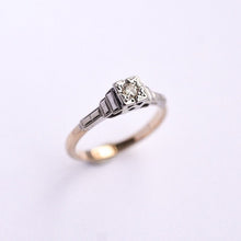 Load image into Gallery viewer, Geometric mid century diamond solitaire engagement ring