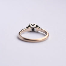 Load image into Gallery viewer, Geometric mid century diamond solitaire engagement ring