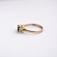 Load image into Gallery viewer, Vintage 9ct gold sapphire and diamond trilogy ring