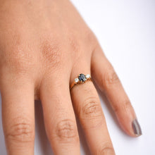Load image into Gallery viewer, Vintage 9ct gold sapphire and diamond trilogy ring