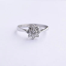 Load image into Gallery viewer, Vintage 18ct white gold diamond cluster engagement ring