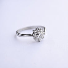 Load image into Gallery viewer, Vintage 18ct white gold diamond cluster engagement ring