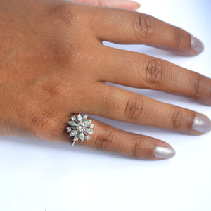 Vintage White Gold Diamond Cluster Ring