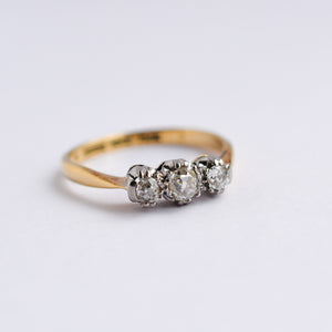 Antique Old Cut Diamond Trilogy Ring