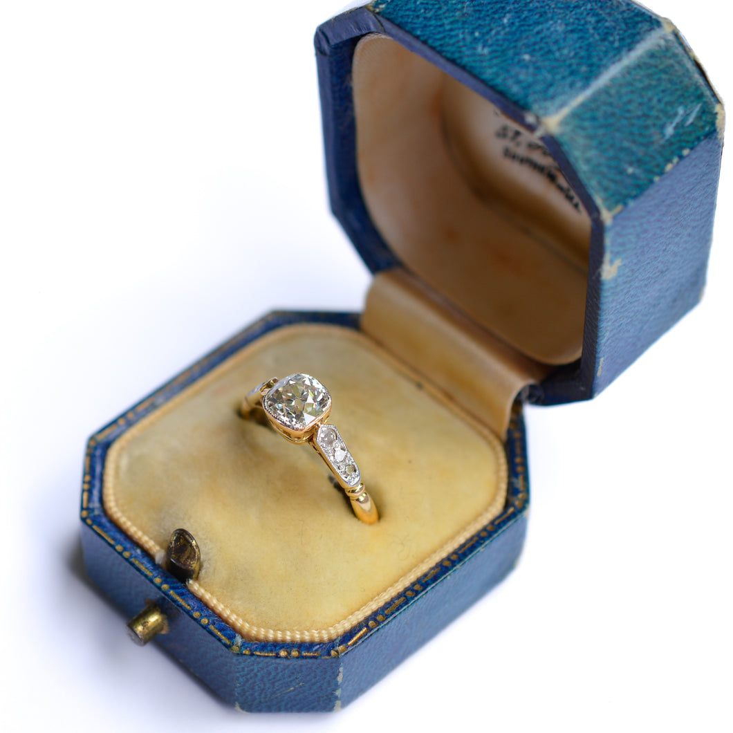 Old Cut Cushion Diamond Engagement Ring