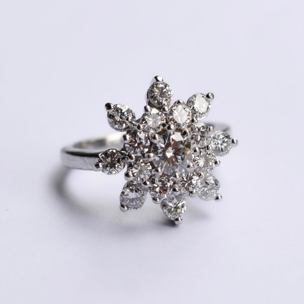 White Gold Diamond Cluster Ring