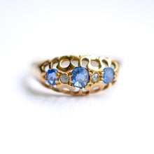 Load image into Gallery viewer, Antique 18ct gold Sapphire &amp; Diamond Ring
