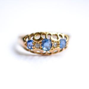 Antique 18ct gold Sapphire & Diamond Ring