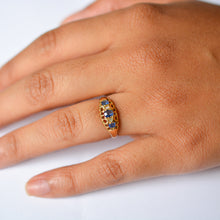 Load image into Gallery viewer, Antique 18ct gold Sapphire &amp; Diamond Ring
