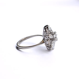 Vintage White Gold Diamond Cluster Ring