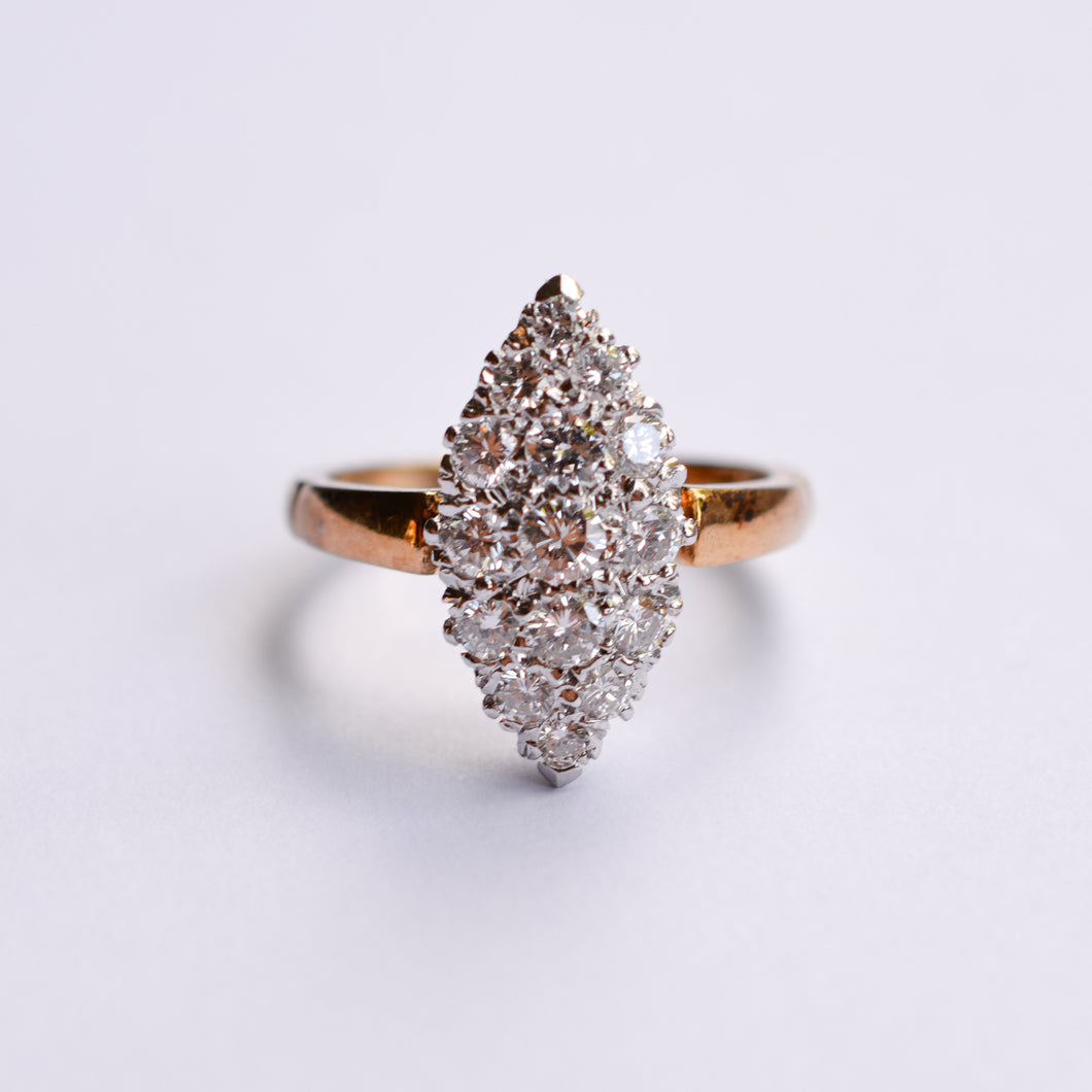 Vintage Marquise Shape Diamond Cluster Ring