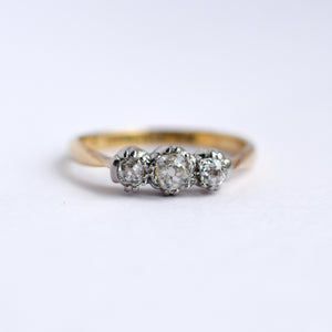 Antique Old Cut Diamond Trilogy Ring