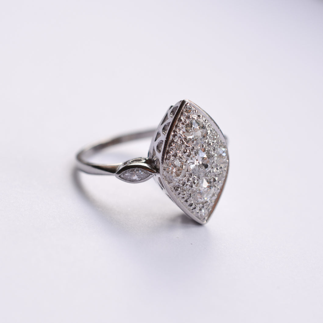 Vintage Platinum Marquise Shape Diamond Ring