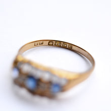 Load image into Gallery viewer, Antique 18ct gold Sapphire &amp; Diamond Ring
