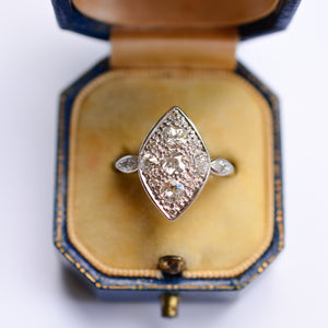 Vintage Platinum Marquise Shape Diamond Ring