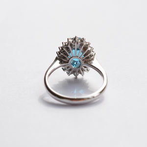 White Gold Topaz & Diamond Cluster Ring