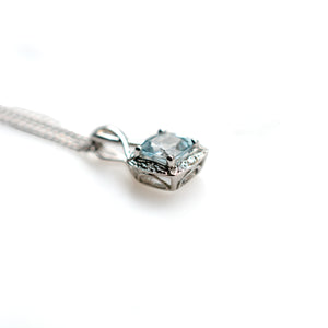 Aquamarine & Diamond Pendant with Chain