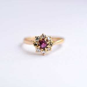 Vintage Ruby & Diamond Cluster Ring