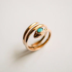 Snake Flexi Ring With Turquoise Head