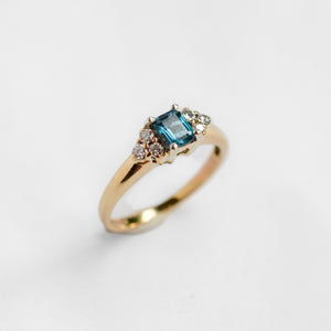 Vintage Blue Topaz and Diamond Ring