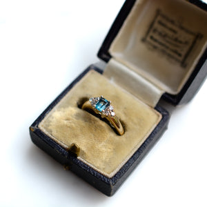 Vintage Blue Topaz and Diamond Ring