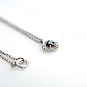 Sapphire & Diamond Halo Pendant with Chain