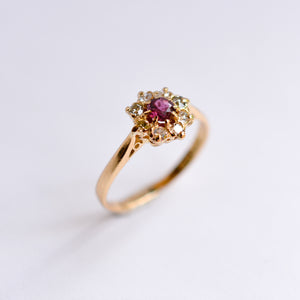 Vintage Ruby & Diamond Cluster Ring