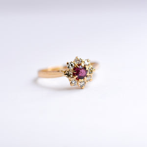 Vintage Ruby & Diamond Cluster Ring