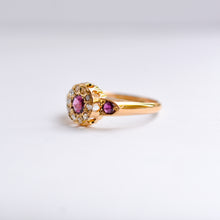 Load image into Gallery viewer, Antique Ruby &amp; Diamond Cluster Ring
