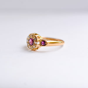 Antique Ruby & Diamond Cluster Ring