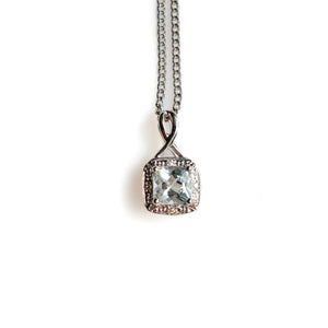 Aquamarine & Diamond Pendant with Chain