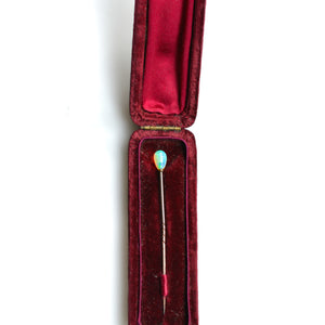 Antique Opal Stick Pin with Original Red Velvet Case