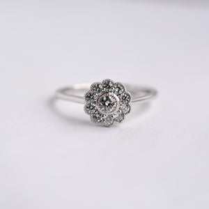 18ct White Gold Diamond Cluster Engagement Ring