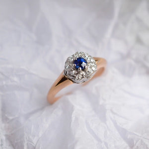 Antique Sapphire & Diamond Coronet Cluster Ring