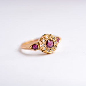 Antique Ruby & Diamond Cluster Ring