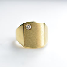 Load image into Gallery viewer, XL Gold Signet Ring with Diamond
